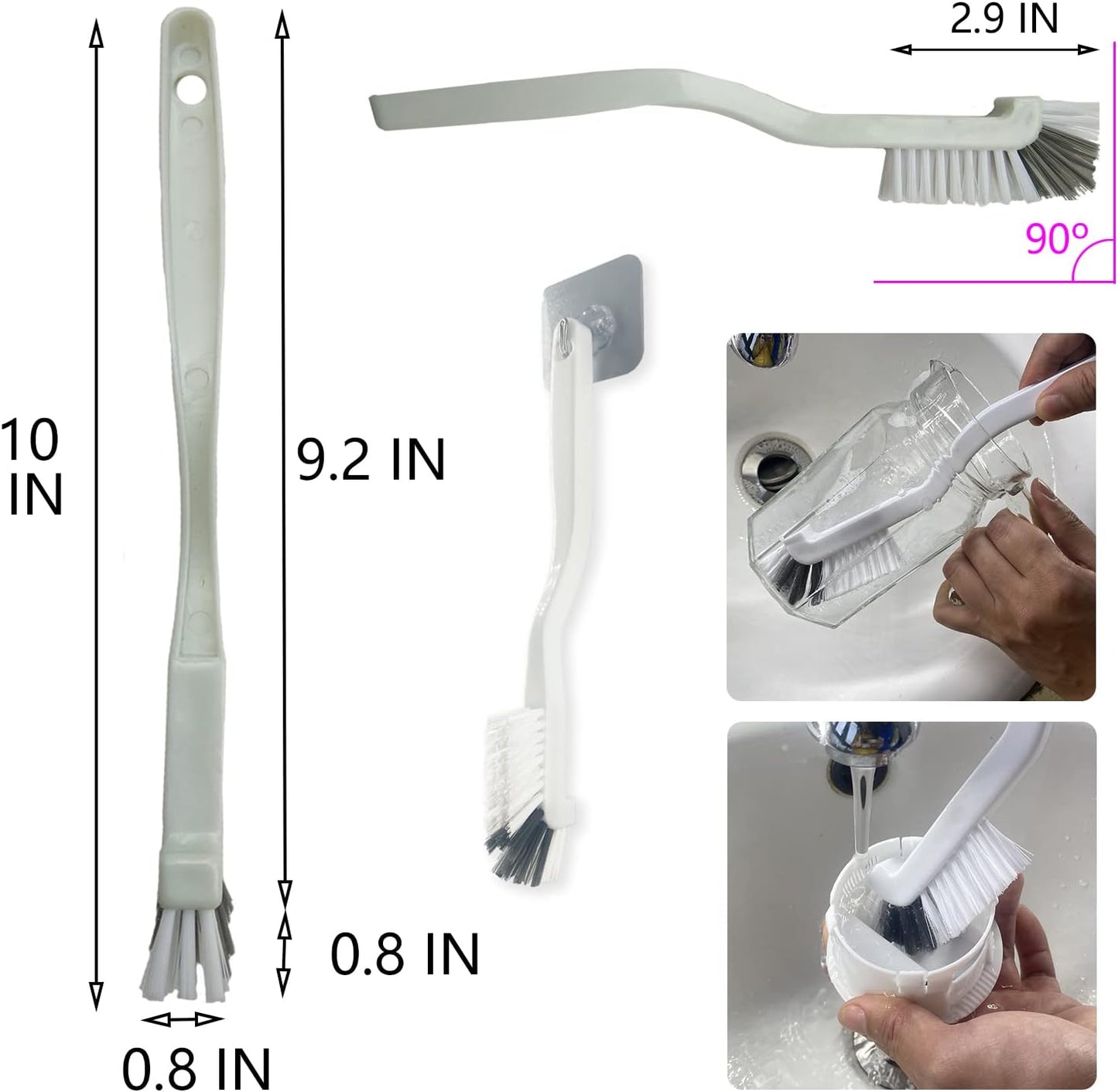 Cleaning Brushes Dish Brush Kitchen Washing Brush Set Shoe Brush Scrub Brush Home Household Cleaner Kit Floor Stiff Bristles with Adhesive Hooks Pot Pan Edge Corners Tile Lines Brush (Light Brown)