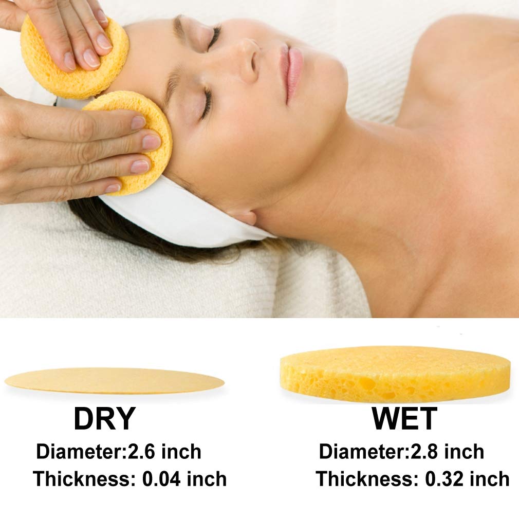 METUUTER 50 PCS Compressed Facial Sponges for Estheticians- 100% Natural Cellulose Face Sponge Professional Cosmetic Spa Sponges for Face Cleansing, Massage, Pore Exfoliating, Mask, Makeup Removal