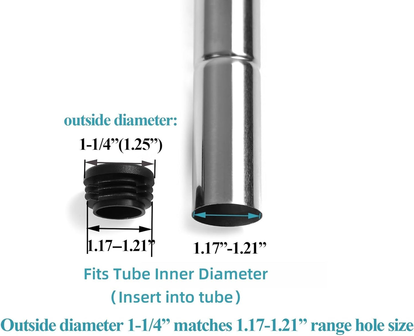 Furnigear Plastic Plugs Tubing End Caps Chair End Caps 1 1/4" Outside Bottom Round Tubing Caps Round Furniture Sliders Glides Black (Fit 1.17-1.21" Tube Inner Diameter, 24pack)