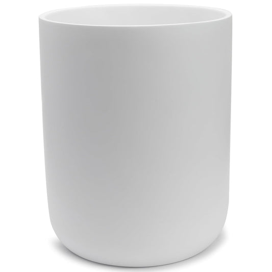Matte White Round Compact Trash Can Mini, 2 Gallons / 7.5L Garbage Bin, Tiny Wastebasket for Bathrooms, Office, Under Desk, Bedroom, Laundry Room, Kitchen, Kids Room, and Dorm