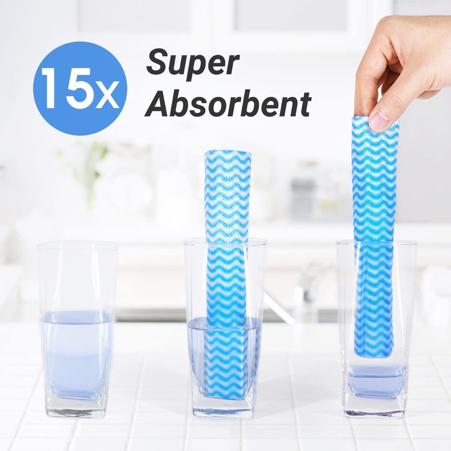 Reusable Cleaning Cloths Dish Paper Towels, Domestic Cleaning Towels, Multipurpose Quick-Dry Rag Dish Cloths Heavy Duty Handy Wipes for Kitchen 25 Count 14.2"X15.7", Blue