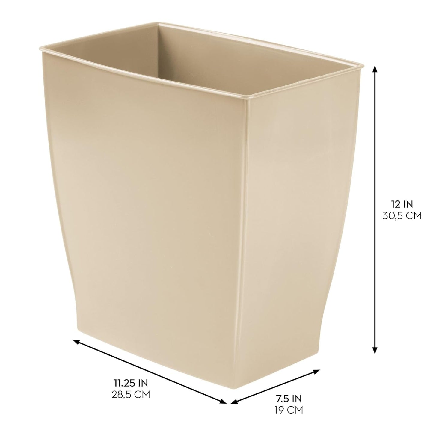iDesign Small Bathroom Trash Can, Ideal for Primary and Guest Bathroom or Office, Brown, Made in USA