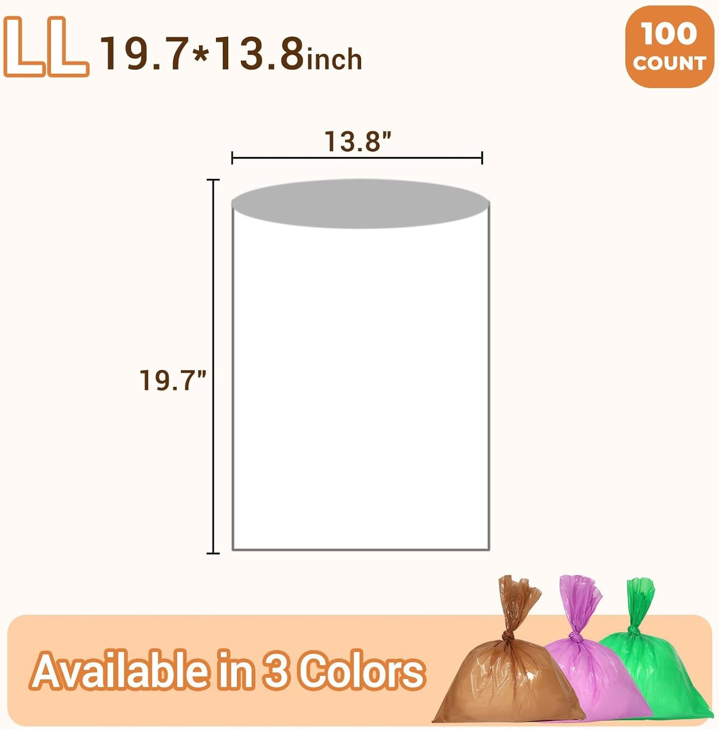 Odor Sealing Small Trash Bags Home & Food Use XL-100 Count Disposable Bags, Durable and Unscented (Color:Brown)