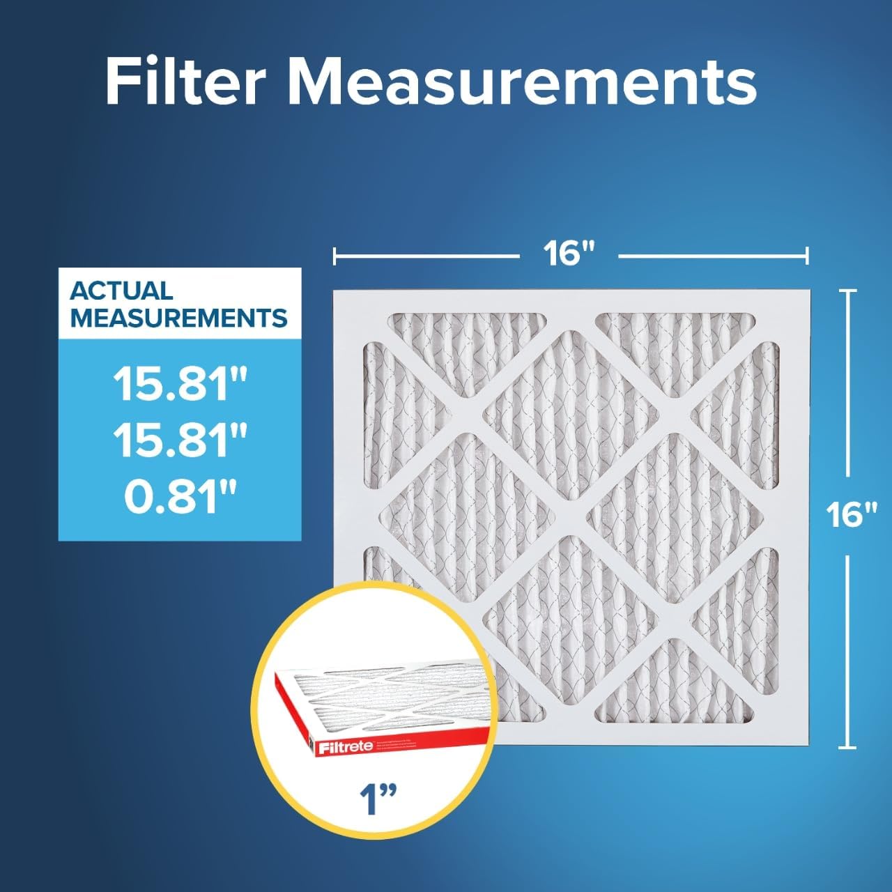 Filtrete 16x16x1 AC Furnace Air Filter, MERV 11, MPR 1000, Micro Allergen Defense, 3-Month Pleated 1-Inch Electrostatic Air Cleaning Filter, 4 Pack (Actual Size 15.81 x 15.81 x 0.81 in)