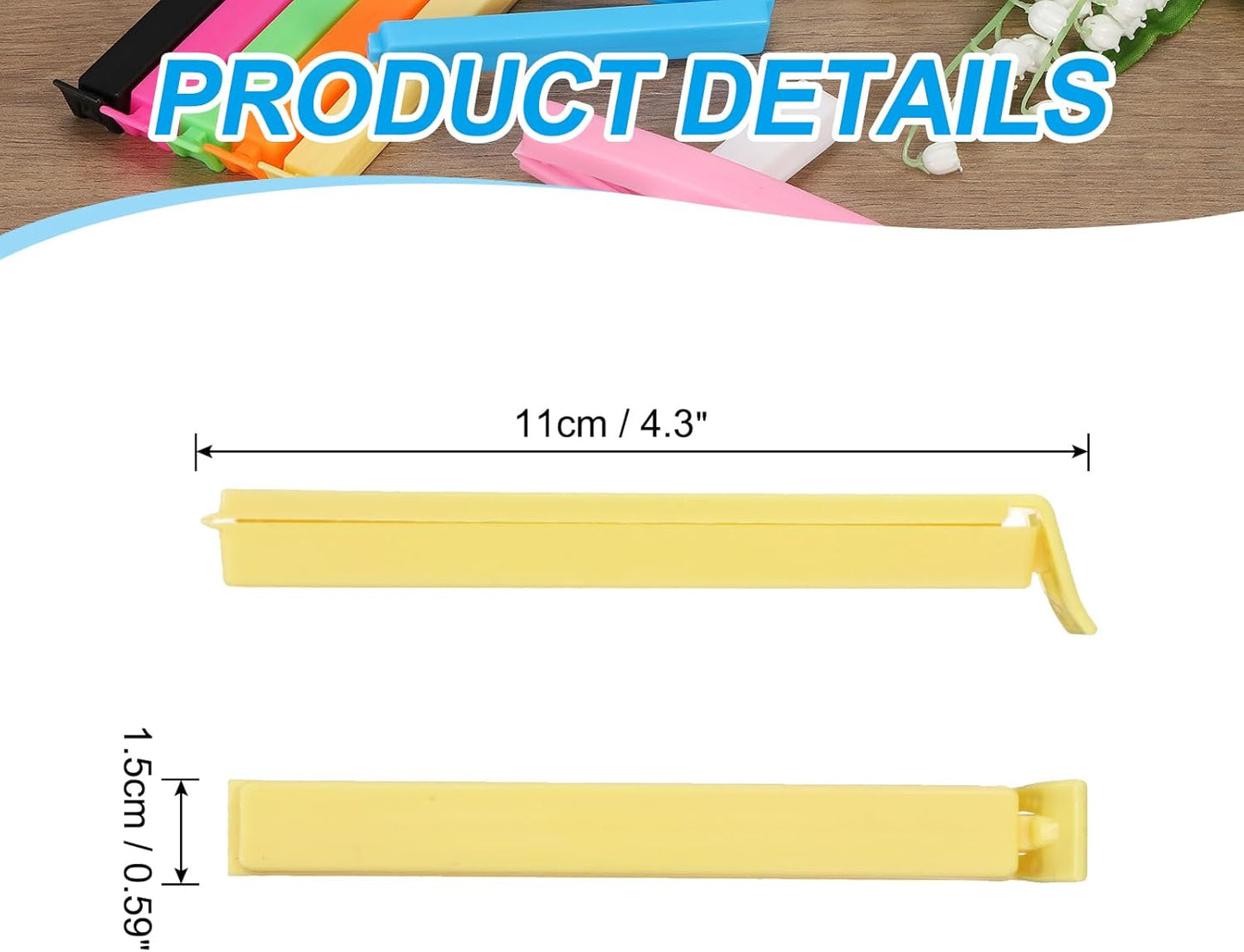 PATIKIL Sealing Clips 4.3 Inch, 10 Pack Reusable Plastic Bag Clip Clamp Sealer for Food Storage Snack Bag Home Kitchen, Yellow
