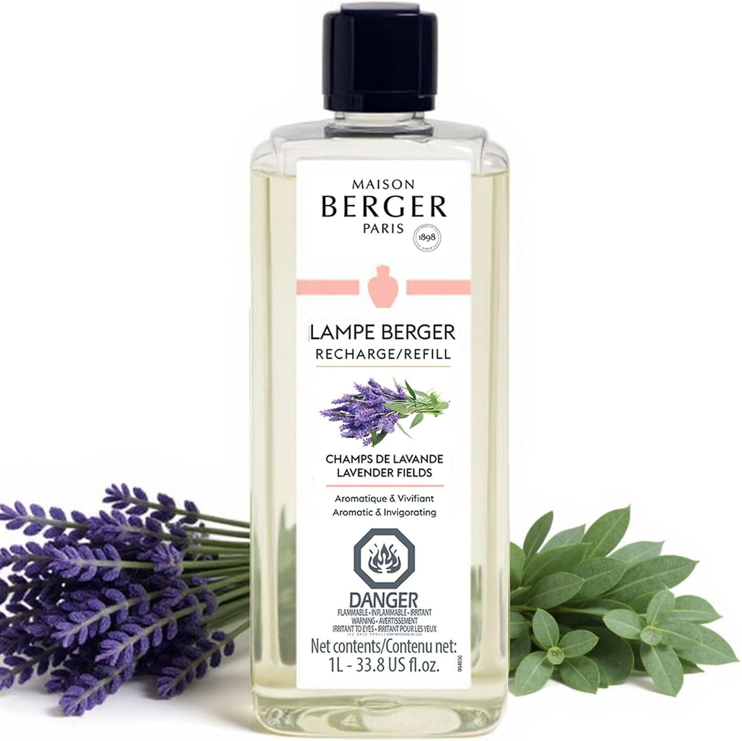 MAISON BERGER - Lavender Fields - Lampe Berger Fragrance Refill for Home Fragrance Oil Diffuser - Air Freshener - 33.8 Fluid Ounces - 1 Liter