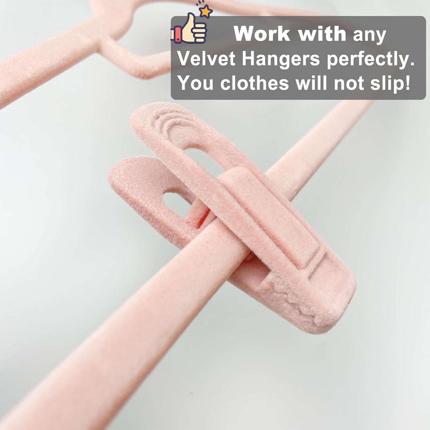 Light Pink Velvet Hangers (80-Pack), Non-Slip Strong Hanger Clips for Velvet Skirts & Pants