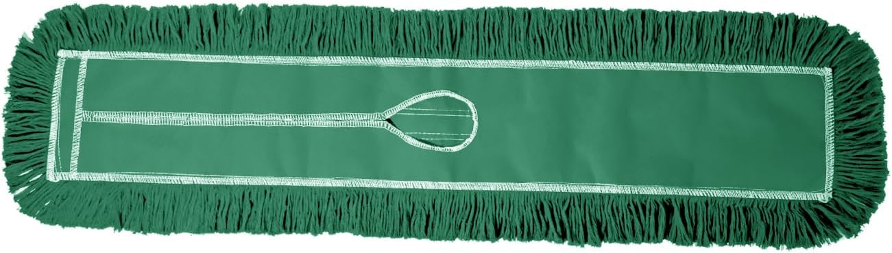 Commercial Dust Mop Replacement Head – 36 x 5 in. Cotton Nylon Reusable Mop Head – Industrial Dust Mop Refill for Floor Cleaning & Janitorial Supplies, Green