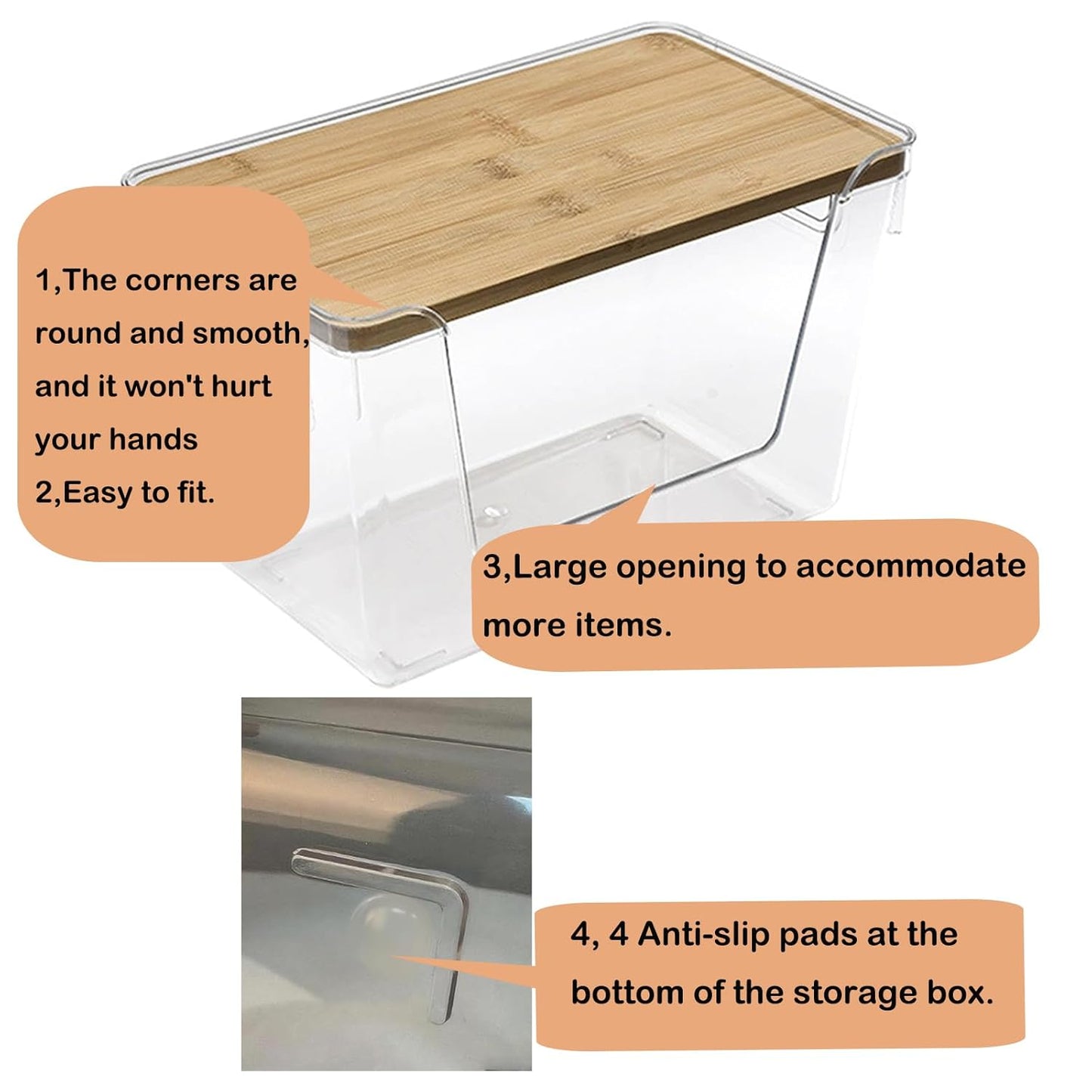 Trash Bag Holders with Bamboo Lids 2 Pack, Garbage Bag Dispenser with Lid, Open Front Stackable Storage Bins, Storage Container for Kitchen, Laundry Organization, Kitchen, Pantry,Under-Sink