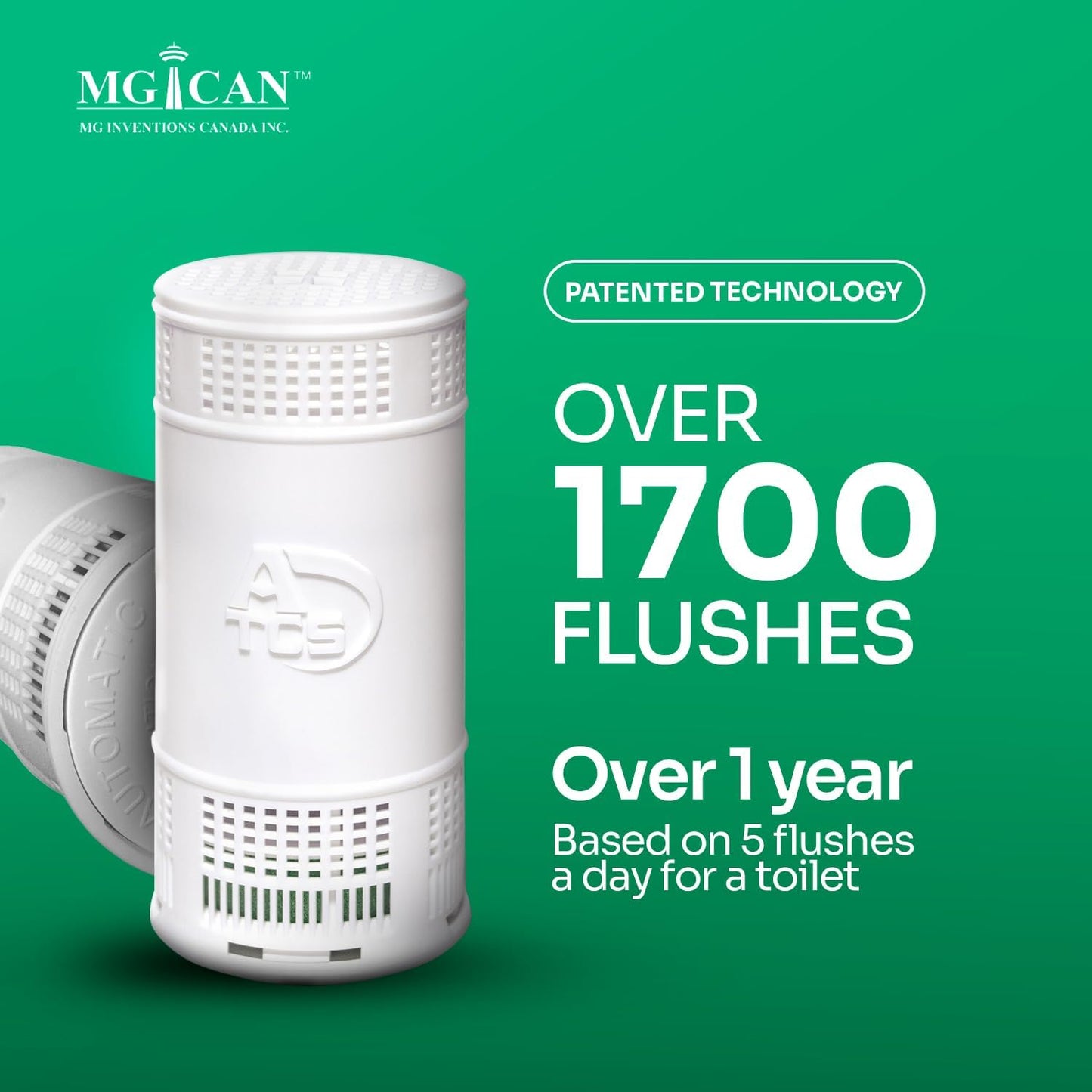 MGICAN Patented Automatic Toilet Cleaning System(ATCS) | Non-Toxic | Bleach Free & Long-Lasting | In Tank Toilet Bowl Cleaner | Cleans & Removes Stains in Every Flush| UL-Certified, 4 Pack