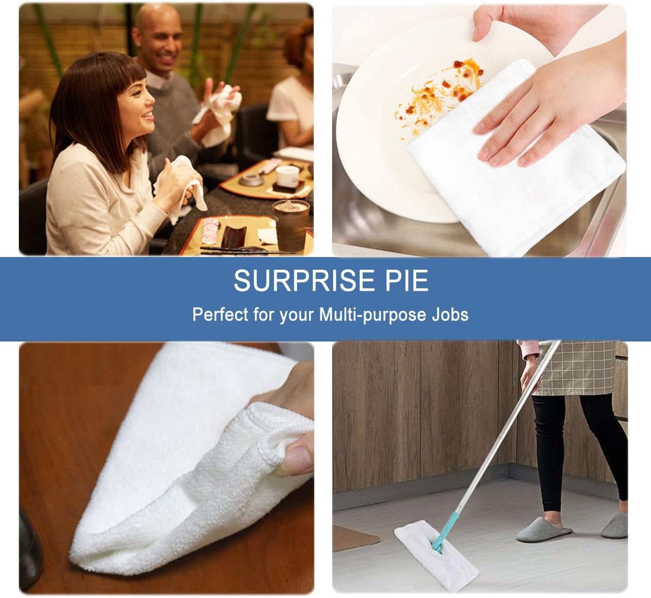 White Microfiber Cleaning Cloth 6Pack Cleaning Rags Absorbant Lint Free Cloth for House, Kitchen, Car, Glass, Stainless Steel, Window, Boat Cleaner-12''x 12''-White