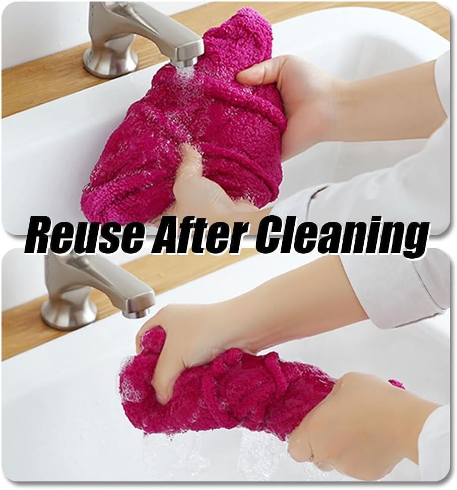 Icexeco Lazy Broom Cover Cloth, Multifunctional Lazy Brooms Cover, Washable Reusable Microfiber Broom Sweeping Refill, Wet & Dry Dual Use, Washable Mop Covers (4PCS-Pink)