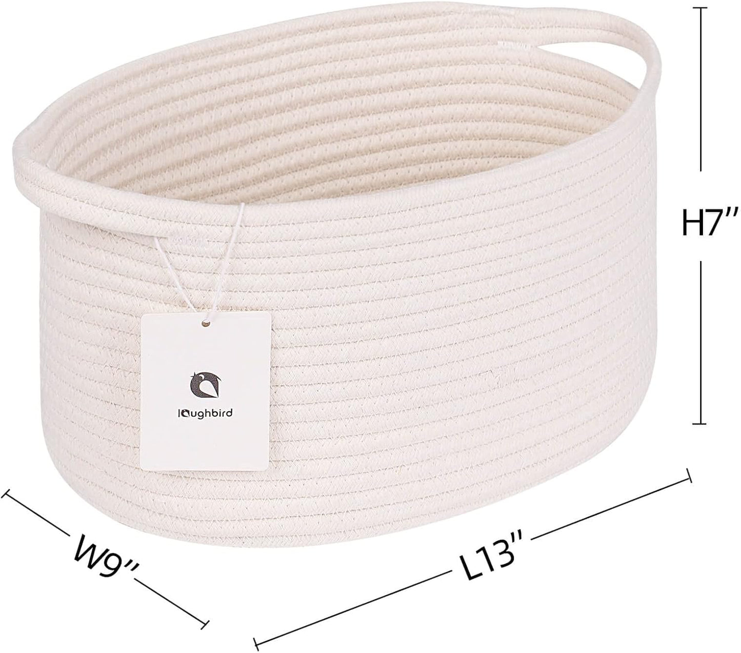 Medium and Large Woven Basket//With Handle, Used for Toys and Fabric Storage Basket used for Storing xl Storage Box, Decorative Storage Box Room 2pack (13L*9W*7H White, L13×W9×H7)