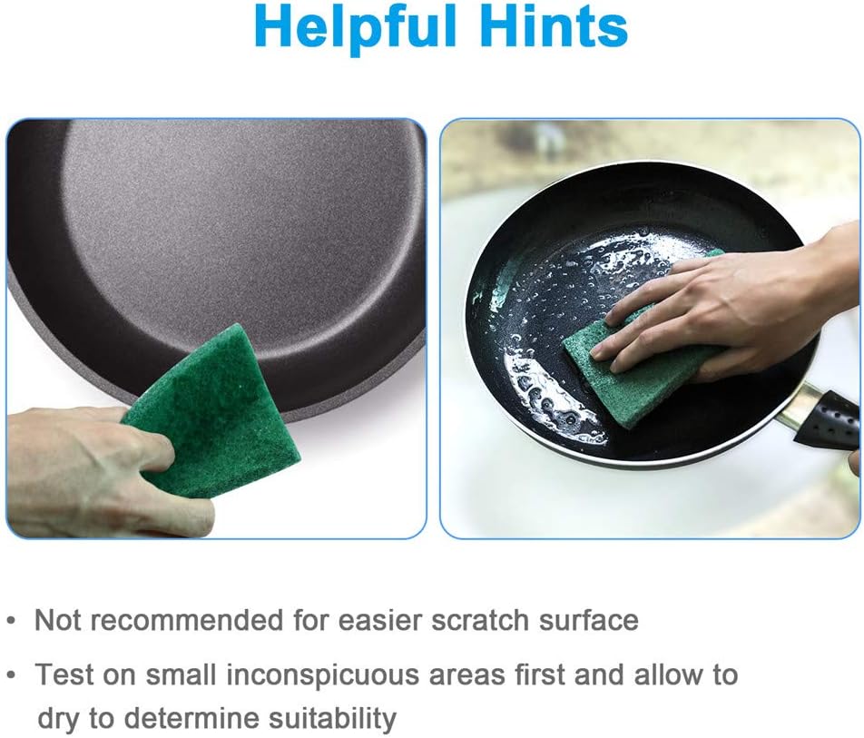 8PCS Scouring Pad - Premium Heavy Duty Scrub Pads, Reusable Household Green Dish Scrubber, Multipurpose Scour pad - for Kitchen Scrubber & Metal Grills, 3.9 x 5.9 x 0.36IN