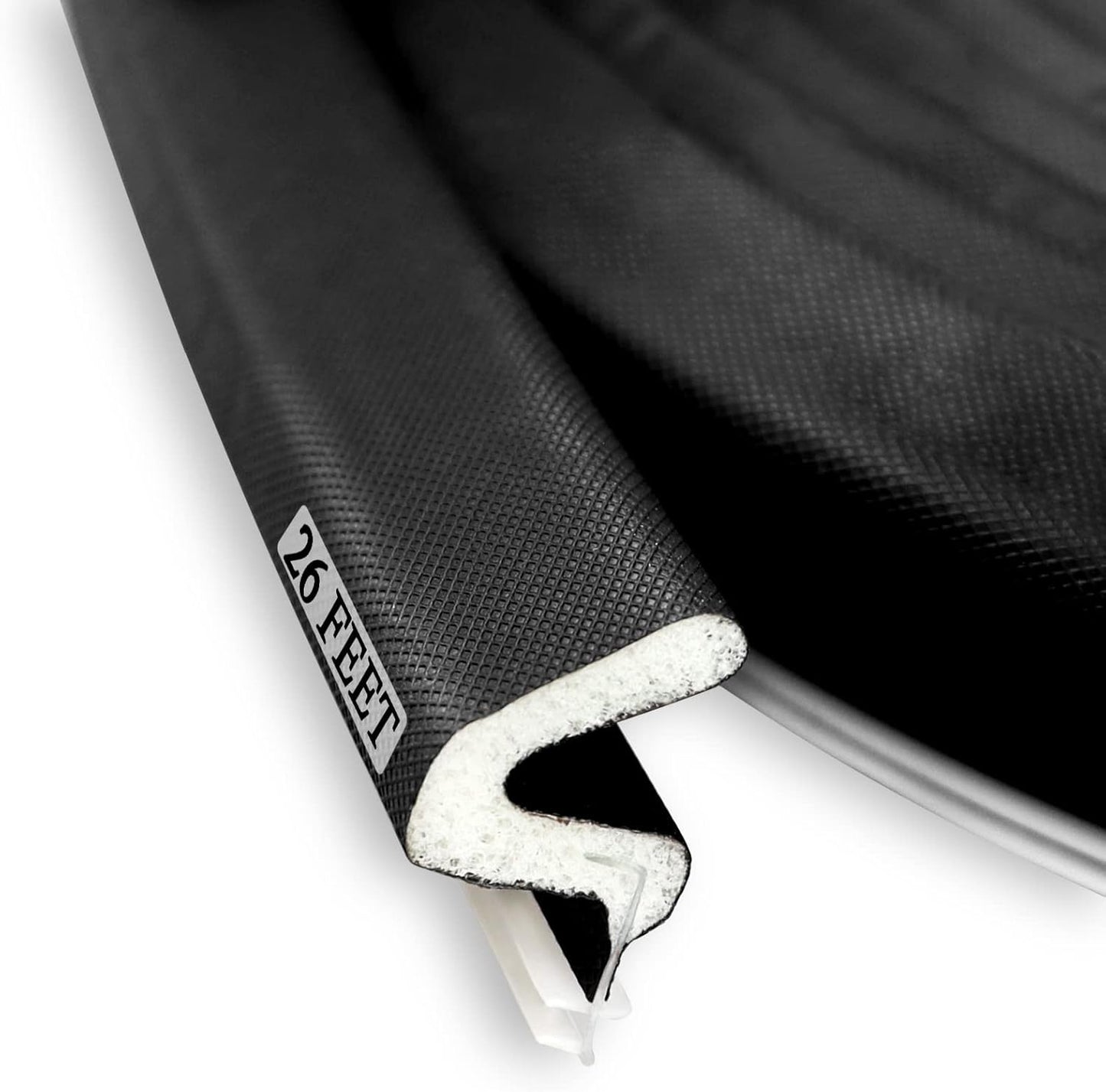 Kerf Weather Stripping Door Seal Strip 26 Ft Q Foam Door Weatherstrip Seal with Slot Card Slot Installation, Easy Cut to Size (Black)