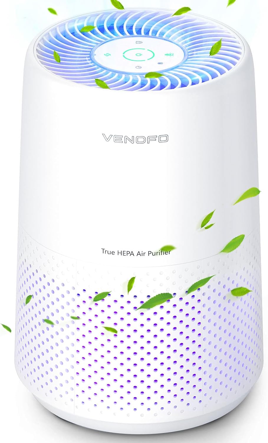 Air Purifiers for Bedroom, H13 HEPA Air Purifiers - Covers Up to 1074 ft² - 24dB Ultra-Quiet Sleep Mode, 360° Outlet Air Cleaner, Perfect for Home, Pets (White)