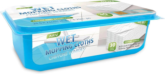 AIR U+ Wet Pads Refill for Swiffer Sweeper Wet Mopping Cloth, Unscented Disposable Floor Cleaning Wipes, 30 Count