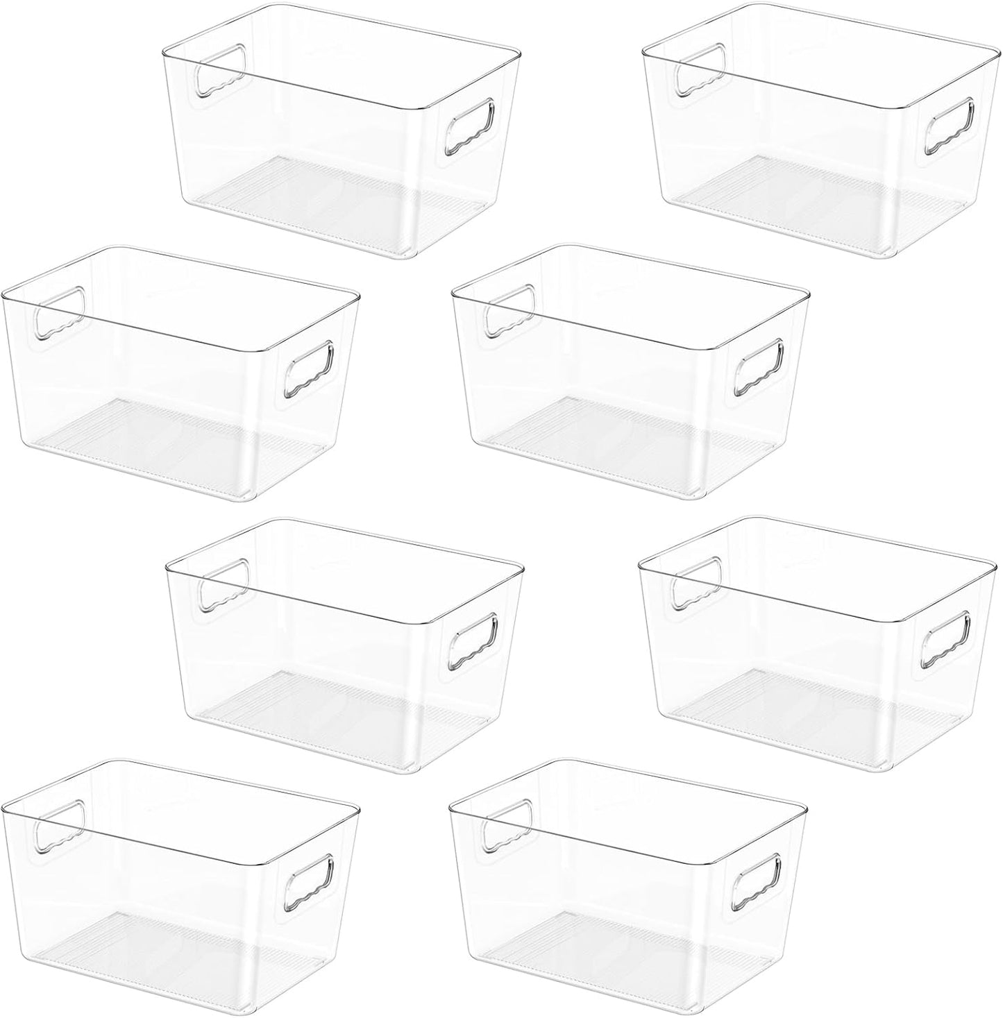 BALEINE Clear Plastic Storage Bins, Pantry Organization, BPA Free Stackable Refrigerator Organizers and Storage with Handles for Kitchen Fridge Cabinet Bathroom (8PK, 9.5x5.5x4.5)