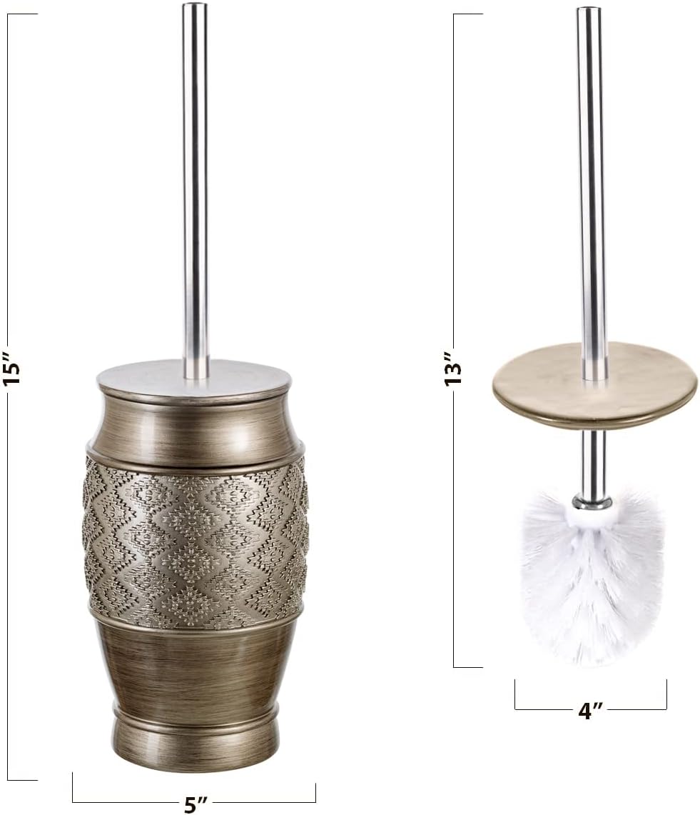 Creative Scents Dublin Silver Toilet Brush Set - Toilet Bowl Cleaner Brush and Holder - Decorative Bathroom Cleaner Brush - Space Saving Design Toilet Bowl Scrubber