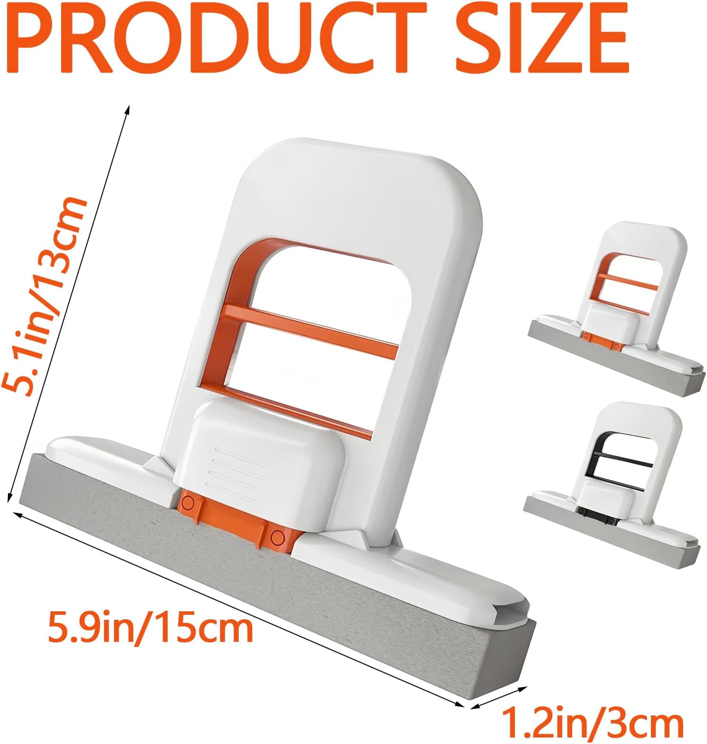 Mini Foldable Desktop Mop, Portable Cleaning Sponge Mop Self-Squeeze Sponge Cleaning Tool for Wet Dry Use on Kitchen Countertops Glass Bathroom Car (Orange & Gray)