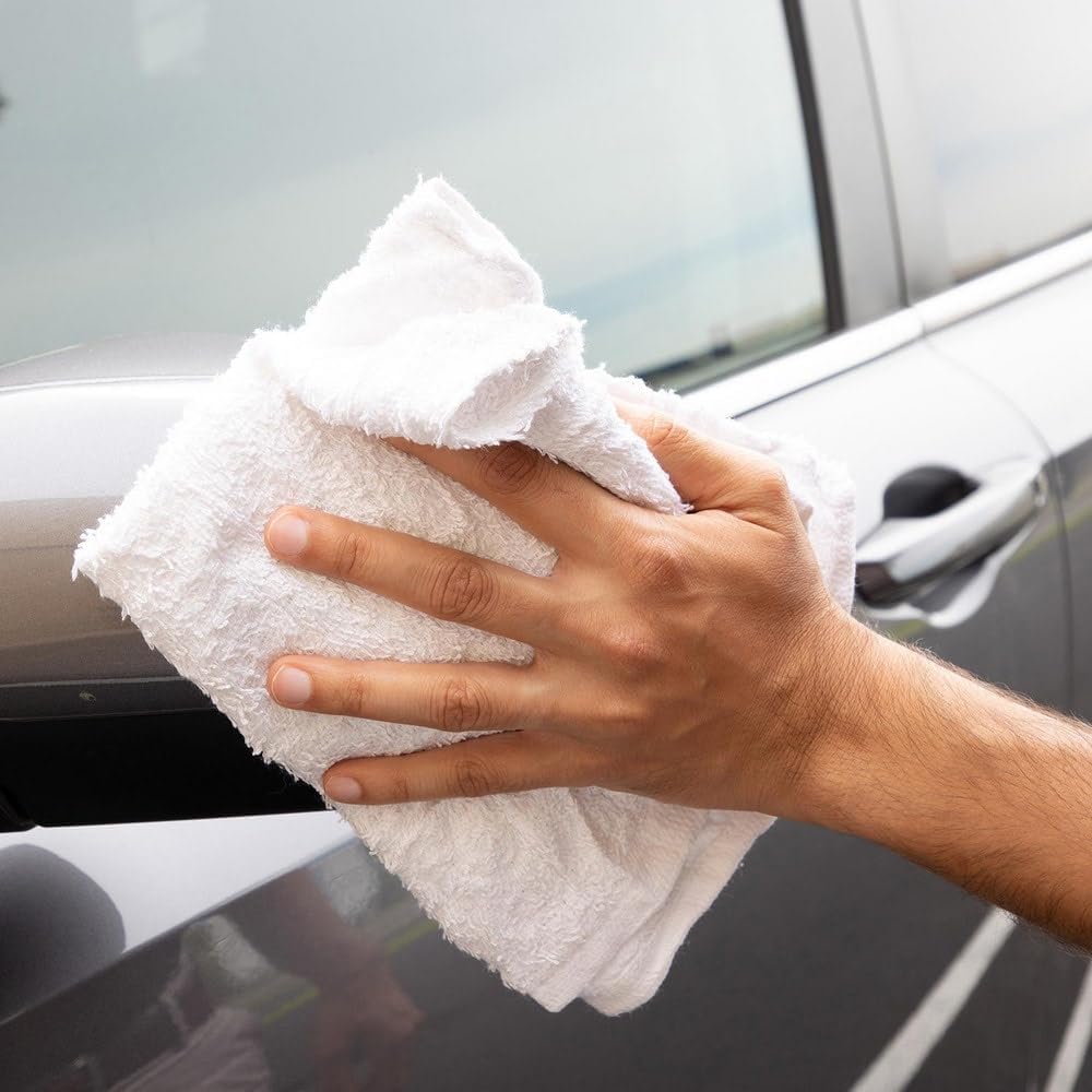 PRO SOURCE Low-Lint Virgin White 100% Cotton Terry Cloth Bar Mop Shop Towels, Absorbent & Washable: 16" x 19" with Hemmed Edges, 5 lb Box