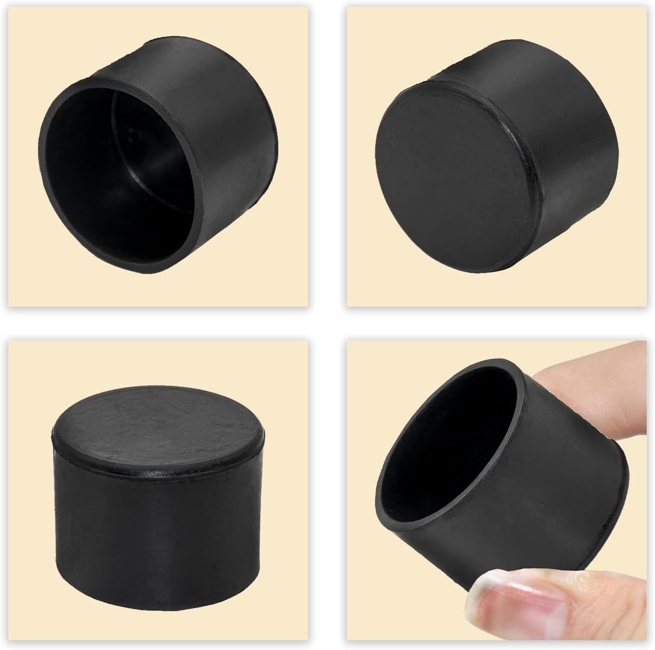 Flyshop 4 Pieces 45mm Rubber Chair Leg Caps Round, Protective Caps for Chair Legs, Floor Protectors, [Non-Slip & Noise Reduction], Durable Chair Socks, Black Furniture Feet Gliders