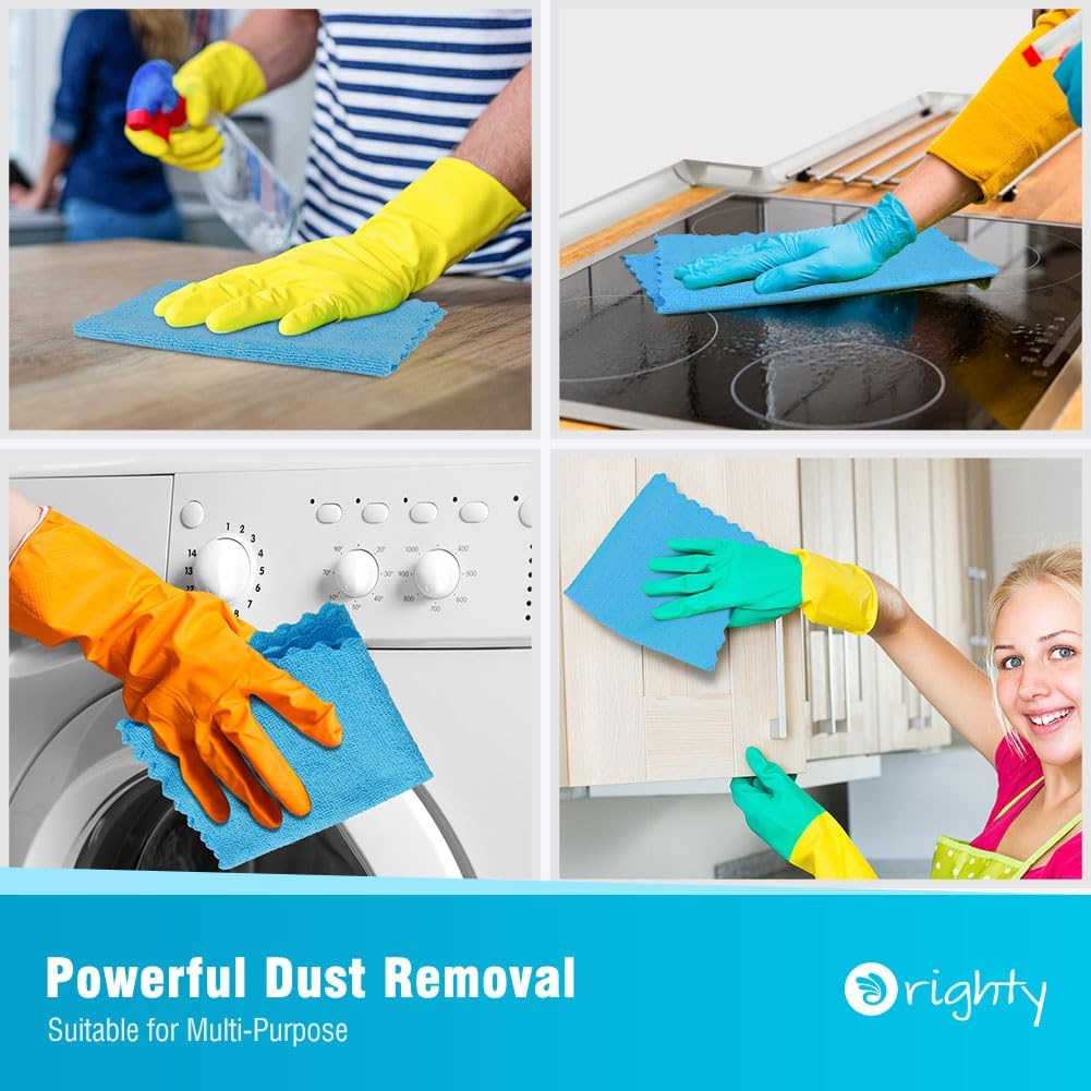 Orighty Cleaning Cloths, Shop Towels 50 Pack, Shop Rags Reusable, Microfiber Cleaning Rags Bulk for Cars, Multi-Purpose Lint Free Towels for Automotive, Mechanic, Kitchen, 11.5’’ x 11.5’’, Blue