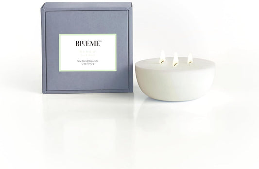New BLUEME Wellness Candle Wax Refill, Contains Essential Oil, Sustainable, Hand Finished, Hand Poured, Premium, Luxury Ceramic, Natural Cotton Wick (12oz, Ivy & Rose)