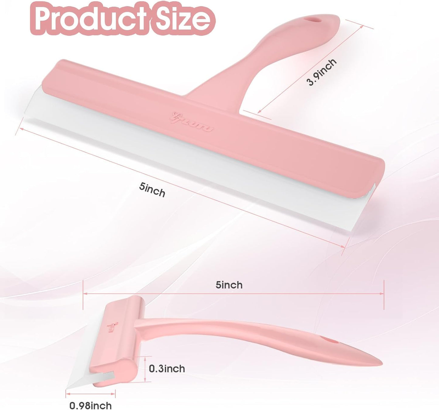 5" Silicone Shower Squeegee for Glass Doors & Car Windows - Small & Mini Size Streak-Free Cleaner, Bathroom, Mirror, Tile Scraper - Compact Pink with Hanging Hole, Kitchen Safe Water Blade