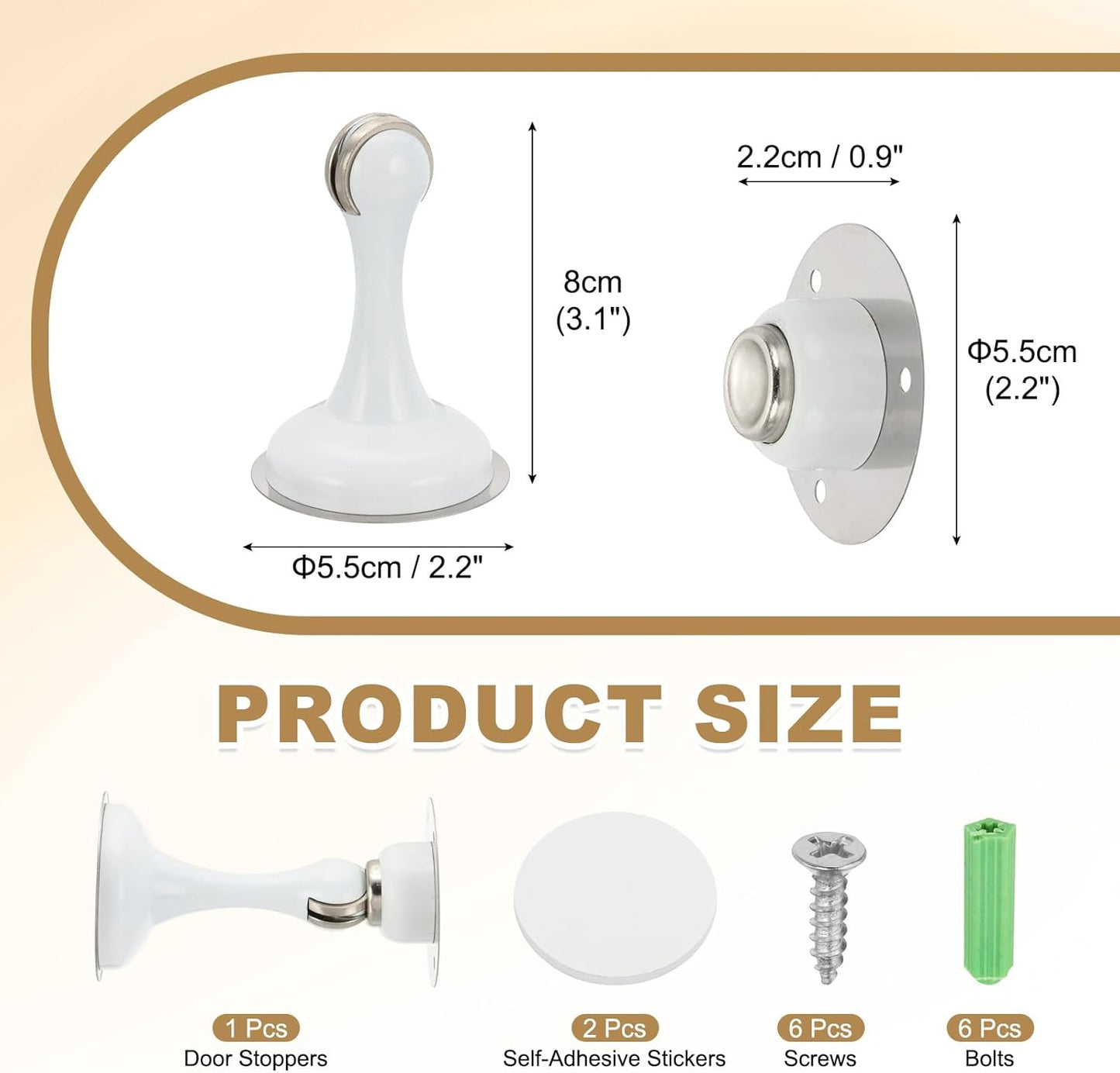 MECCANIXITY Magnetic Door Stoppers Stainless Steel Door Stops, Wall Floor Mounted Doors Holder Keep Doors Open for Home Office Closet (White)