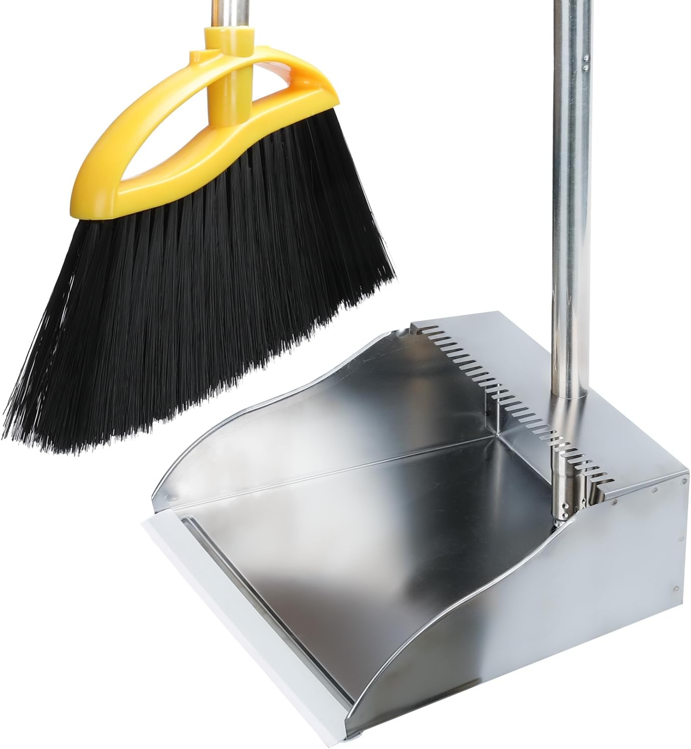 Broom and Stainless Steel Dustpan Set for Home,Metal Dust Pan and Soft Bristles Indoor Kitchen Broom for Office,Lobby
