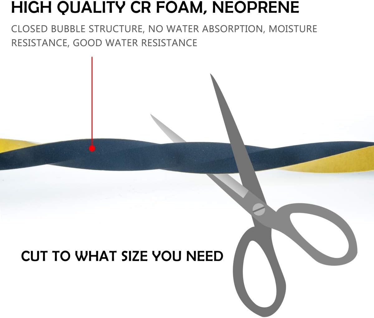 Foam Seal Tape 3-Pack, 1/2 Inch Wide X 1/8 Inch Thick, Neoprene Rubber Weather Stripping for Door Insulation, 59 Feet Total (19.7ft x 3 Rolls)