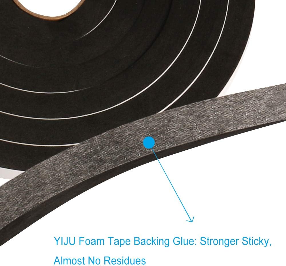 Window Foam Seal Tape 1/2Inch Wide X 1/2Inch Thick, High Density Self Adhesive Weather Stripping Insulation Door Foam Tape,10 Feet Long