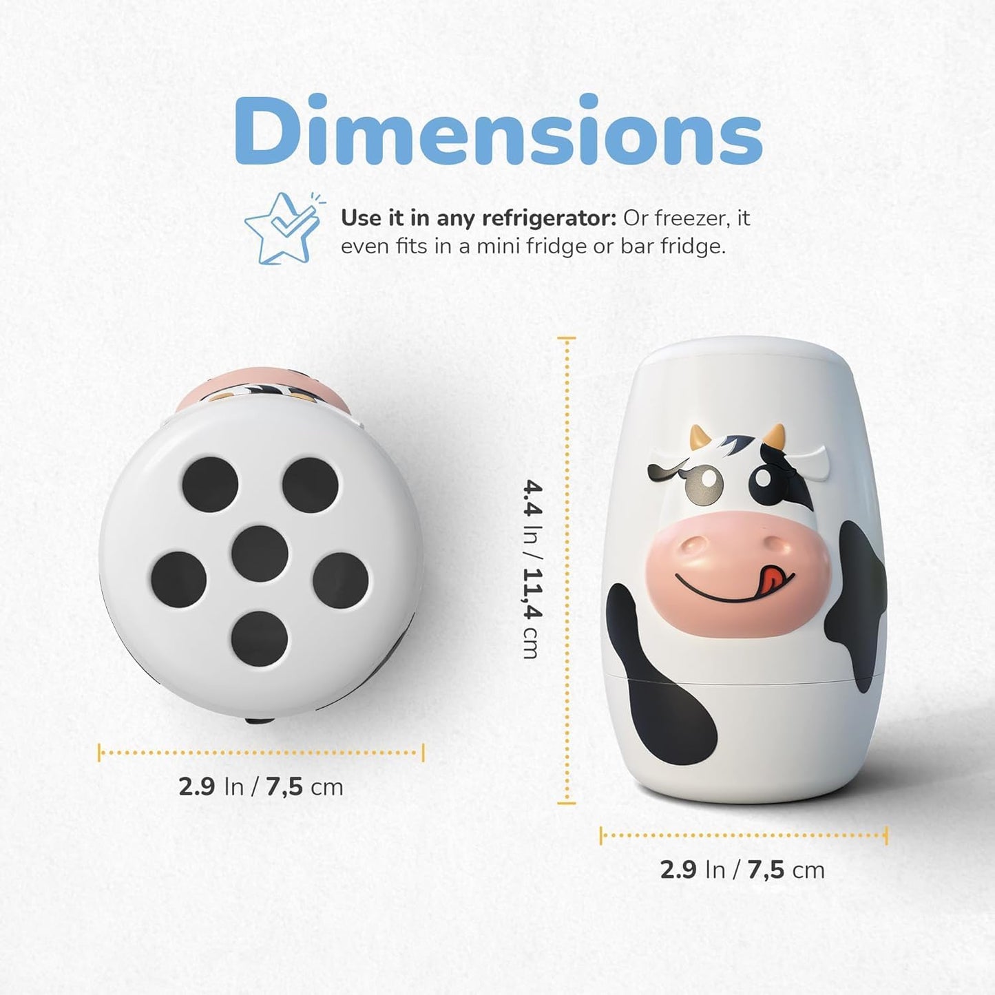 Cow Fridge Baking Soda Deodorizer – Fun Baking Soda Container | Baking Soda for Fridge and Freezer Odor Eliminator - BPA-Free Baking Soda Fridge Deodorizer