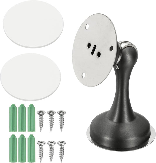 uxcell Magnetic Door Stopper, Stainless Steel Heavy Duty Door Holder, No Drilling Doors Knob Wall Protector with Self-AdhesiveTapes and Screws for Home Office Wall Floor Mounting, Gray