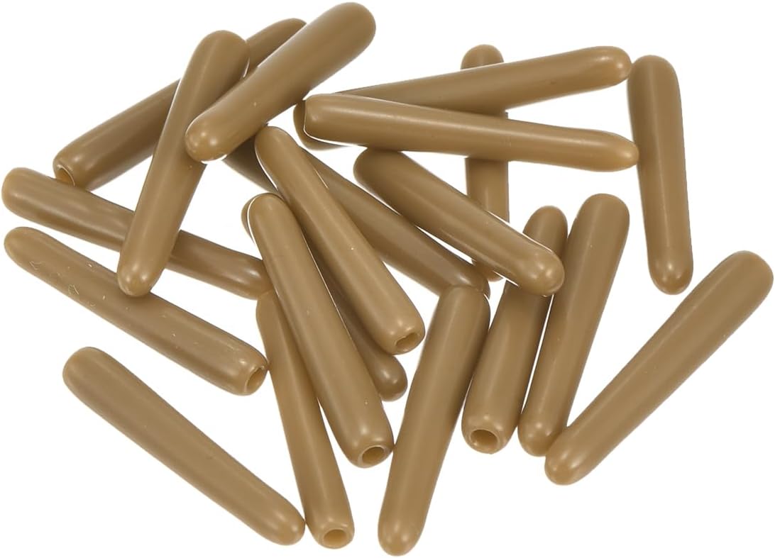 uxcell 20pcs Rubber End Caps 1.3mm ID Vinyl PVC Round Tube Bolt Cap Cover Screw Thread Protectors Light Brown