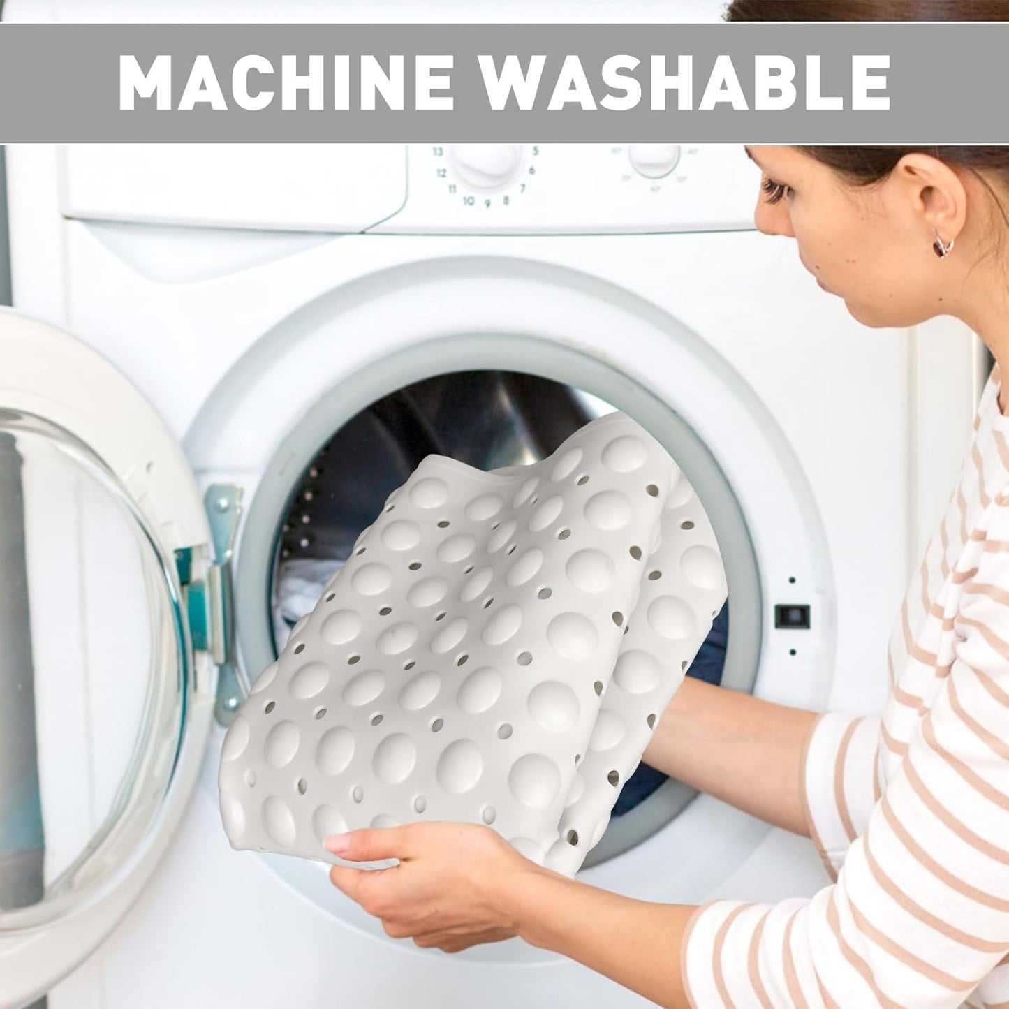 Shower Mat Non Slip: 47.2 x 31.5 Inch Extra Large TPE Shower Mats for Inside Shower - Anti Slip Shower Stall Matt with Drain Hole and Suction Cups for Elderly