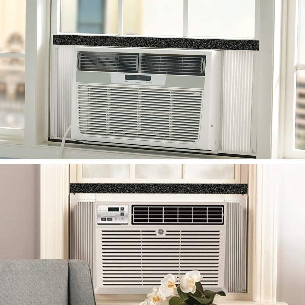 YIJUHOU 2 Rolls 1.18 Inch X 1 Inch Open Cell Foam Tape for Window Air Conditioner Insulation,High Resilience Weatherstrip Window Seal,Block The Draft and Cool Air Loss,Total 11FT