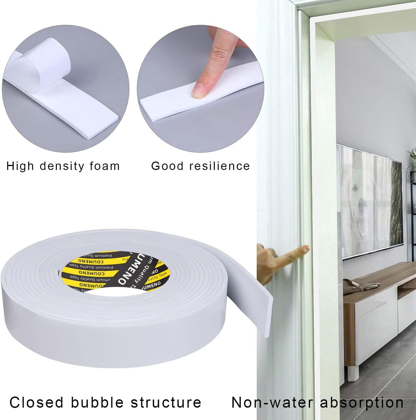 EVA Single-Sided Adhesive Foam Tape, Sealing Strip Foam Pad Sponge Tape Suitable for Sealing Doors and Windows Window 2inX16.4FT