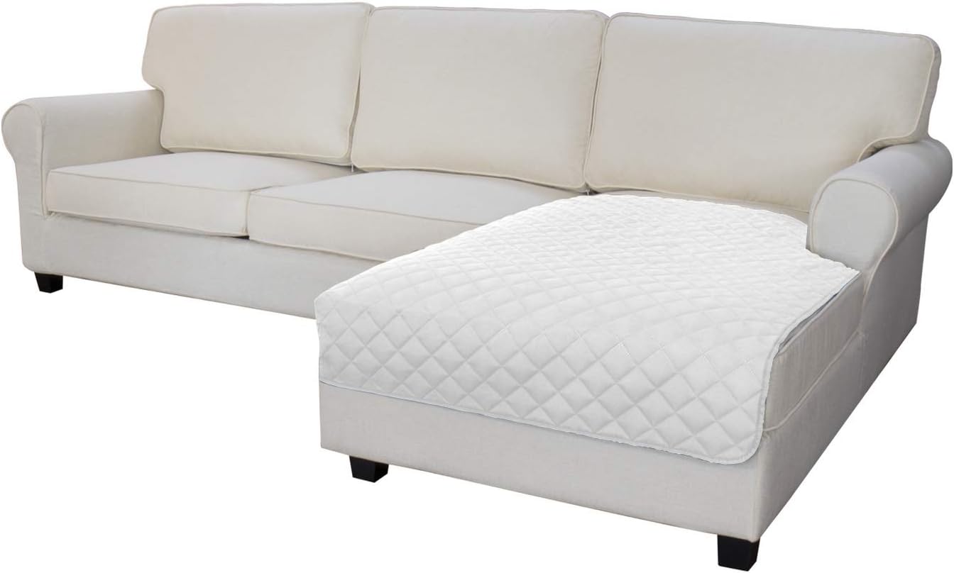 Easy-Going Sectional Couch Covers for Dogs L Shape Sofa Cover Reversible Sofa Slipcover Chaise Lounge Cover Furniture Protector Cover for Pets Dog Cat (42 x 52 inches, White/White)