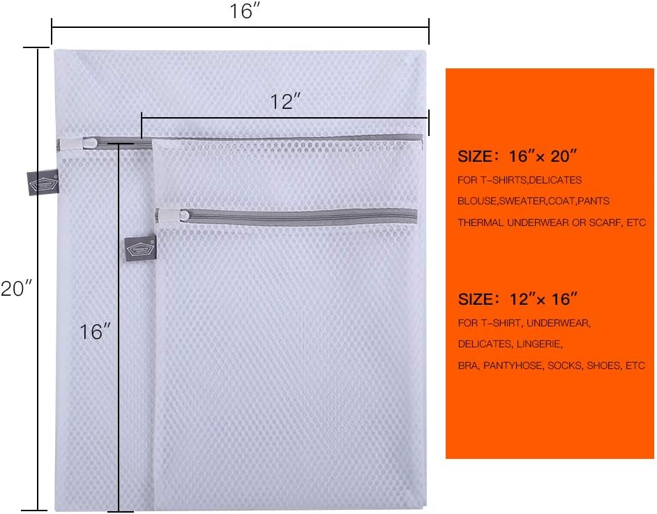 Kimmama Laundry Bags Mesh Wash Bag, Lingerie Bags for Washing Delicates, Net Washer Sack with Zipper, Dryer Pouch for Cleaning and Drying Cloths, Garment, Sweater, Bra, Pant, Sock, Toys, Hat