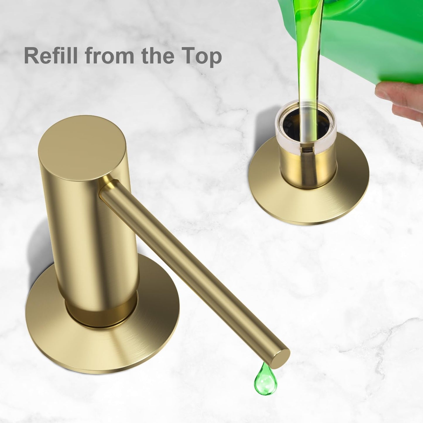 Samodra Sink Soap Dispenser, Metal Pump Head Liquid Lotion Countertop Kitchen Bathroom Soap Dispenser with 12 OZ PET Bottle