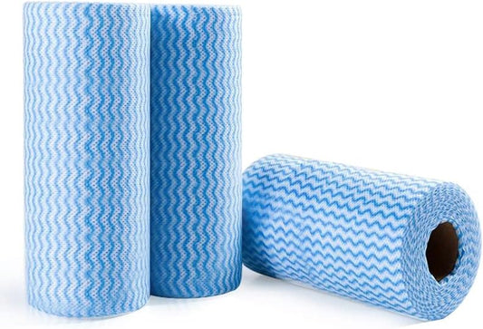 Handi Wipes Reusable Cloths, Blue Disposable Kitchen Cleaning Rolls, Heavy Duty Cleaning Cloths,J Cloth, Blue, 50 Pcs/Roll, Total 3 Rolls