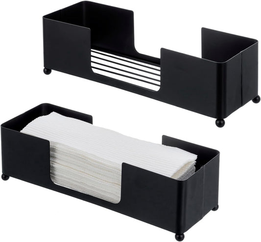 MyGift Modern Matte Black Metal Tabletop Paper Hand Towel Holder, Commercial Countertop Tissue Dispenser Tray