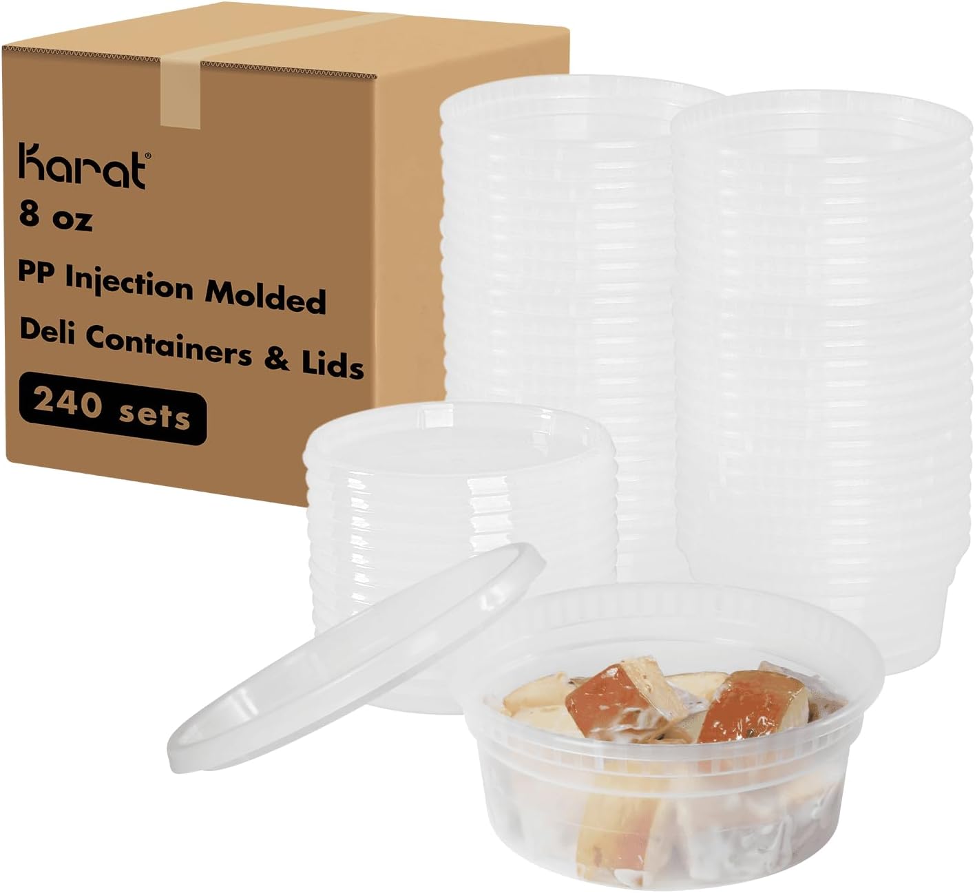Karat [8oz - 240 ct] Clear PP Injection Molded Round Deli Containers with Lids (FP-IMDC8-PP)