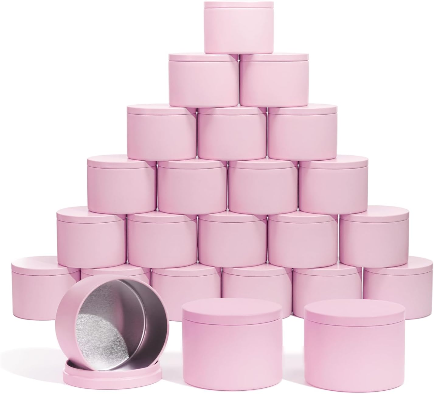 Aroparc Candle Tins with Lids, 24 Pack 8oz Seamless Candle Containers for Candle Making Supplies Empty Candle Jars - Pink