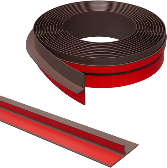 T-Shaped Door Draft Stopper, 1.97 in x 20 Ft Silicone Seal Strip for Windows Gaps, Weather Stripping Seal Strip Shower Sweep, Brown