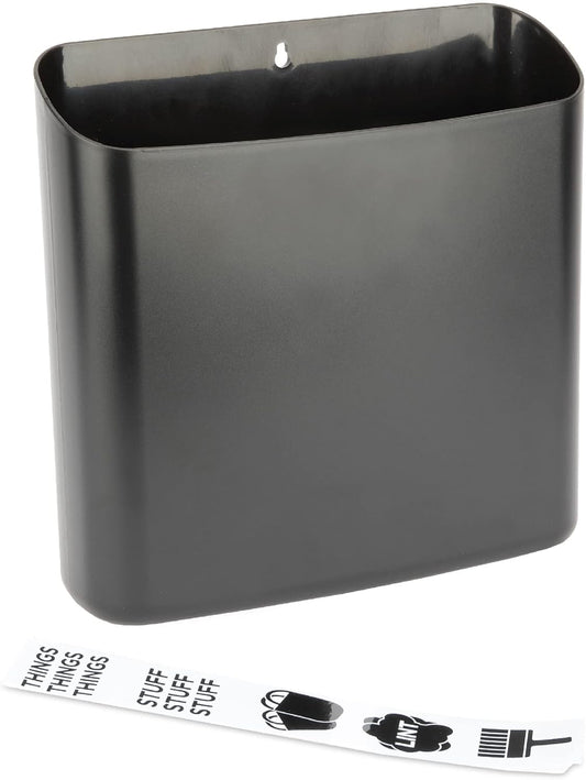 JS Jackson Supplies Black Lint Bin with Magnetic Back, Large Space Saving Trash Bin and Organizer for Laundry Room and Kitchen, Wall Mountable