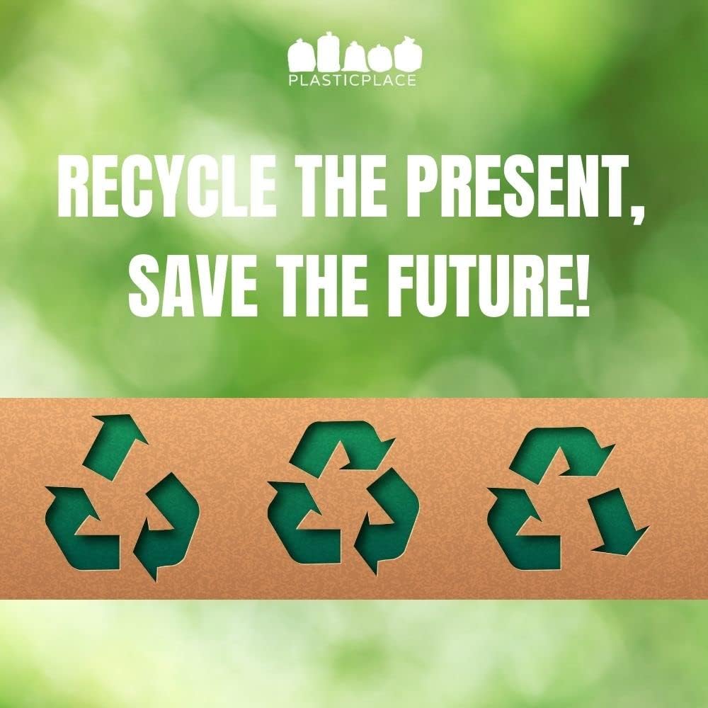 Plasticplace 32-33 Gallon Recycling Trash Bags, 1.2 Mil, Blue Garbage Liners, 33” x 39” (100 Count)