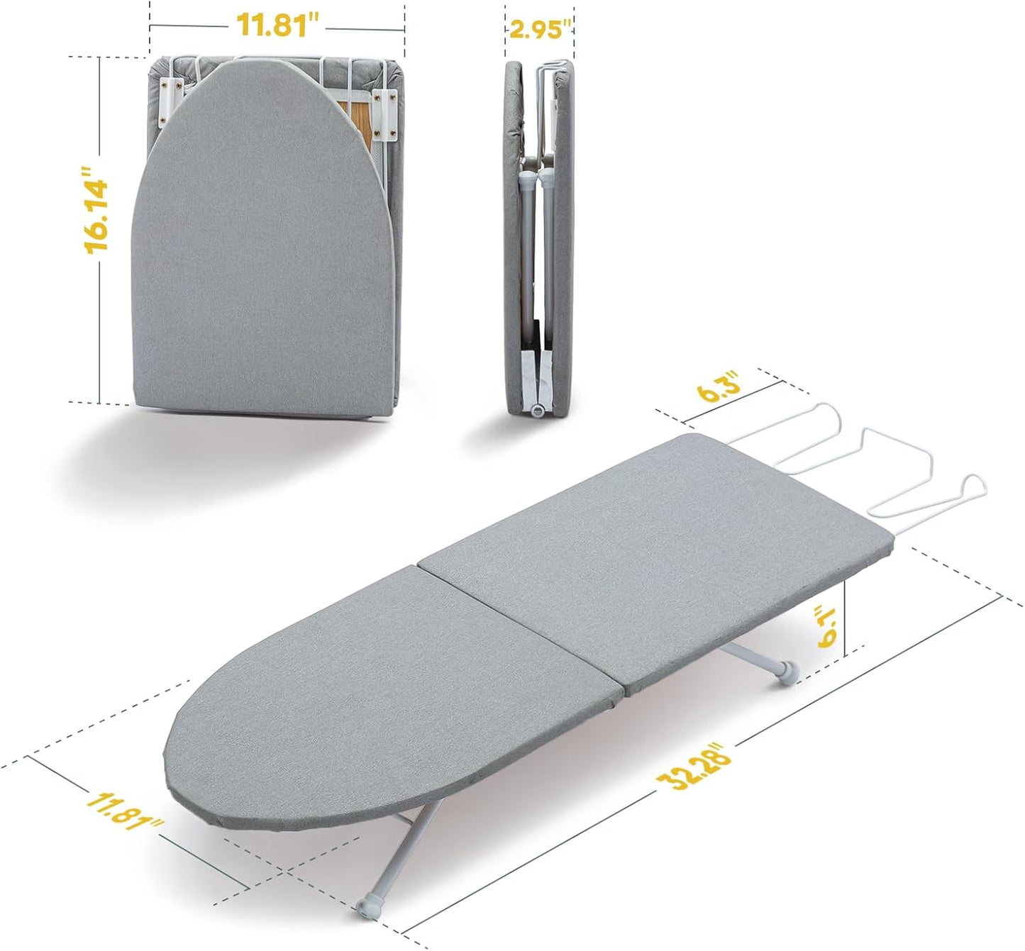 Small Ironing Board Tabletop with Iron Rest, Foldable Mini Iron Board with Cotton Cover, RAINHOL Folding Portable Travel Ironing Table for Spacing Saving 32"x12"